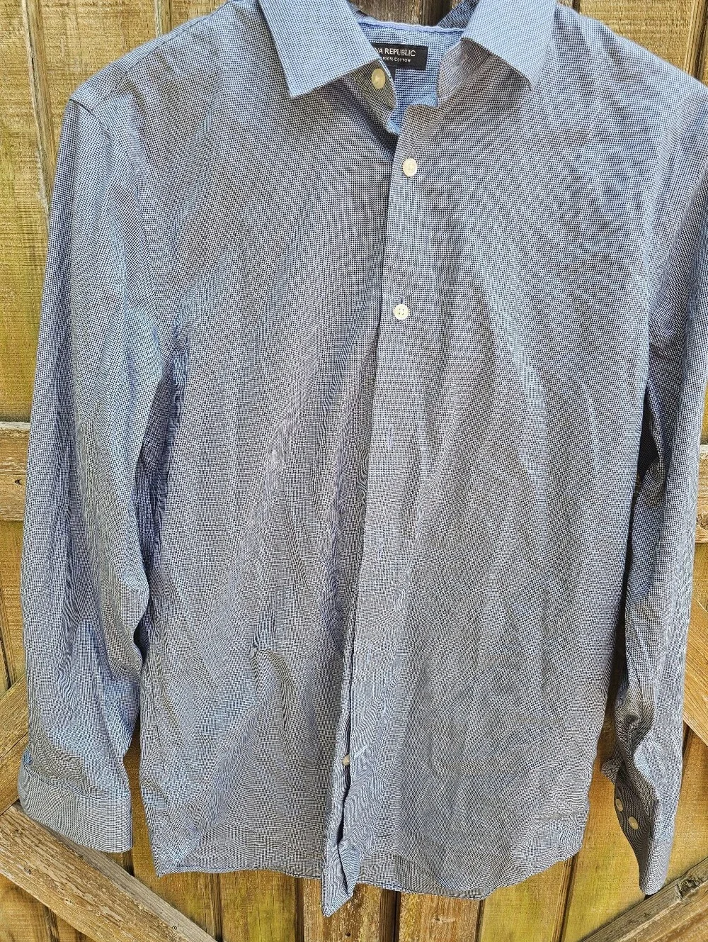 Banana Republic Shirt Men M Medium Slim Fit Non-Iron 100% Cotton Blue Houndstoot